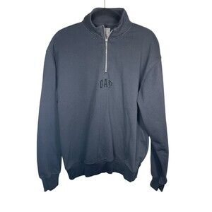 Gap Men's VintageSoft Arch Logo 1/4 Zip  Moonless Night Black Size Medium